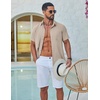 image:imageCOOFANDY Mens Button Down Shirt Short Sleeve Casual Stylish Cotton Shirts Linen Textured Summer Beach Wedding ShirtKhaki