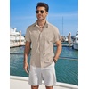 image:imageCOOFANDY Mens Button Down Shirt Short Sleeve Casual Stylish Cotton Shirts Linen Textured Summer Beach Wedding ShirtKhaki