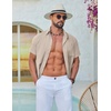 image:imageCOOFANDY Mens Button Down Shirt Short Sleeve Casual Stylish Cotton Shirts Linen Textured Summer Beach Wedding ShirtKhaki