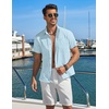 image:imageCOOFANDY Mens Button Down Shirt Short Sleeve Casual Stylish Cotton Shirts Linen Textured Summer Beach Wedding ShirtLight Blue