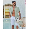 image:imageCOOFANDY Mens Button Down Shirt Short Sleeve Casual Stylish Cotton Shirts Linen Textured Summer Beach Wedding ShirtLight Green