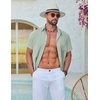 image:imageCOOFANDY Mens Button Down Shirt Short Sleeve Casual Stylish Cotton Shirts Linen Textured Summer Beach Wedding ShirtLight Green