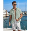 image:imageCOOFANDY Mens Button Down Shirt Short Sleeve Casual Stylish Cotton Shirts Linen Textured Summer Beach Wedding ShirtLight Green