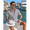 image:imageCOOFANDY Mens Button Down Shirt Short Sleeve Casual Stylish Cotton Shirts Linen Textured Summer Beach Wedding ShirtLight Grey