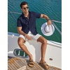 image:imageCOOFANDY Mens Button Down Shirt Short Sleeve Casual Stylish Cotton Shirts Linen Textured Summer Beach Wedding ShirtMidnight Blue