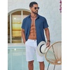 image:imageCOOFANDY Mens Button Down Shirt Short Sleeve Casual Stylish Cotton Shirts Linen Textured Summer Beach Wedding ShirtNavy Blue