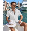 image:imageCOOFANDY Mens Button Down Shirt Short Sleeve Casual Stylish Cotton Shirts Linen Textured Summer Beach Wedding ShirtWhite