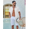 image:imageCOOFANDY Mens Button Down Shirt Short Sleeve Casual Stylish Cotton Shirts Linen Textured Summer Beach Wedding ShirtWhite