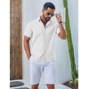 image:imageCOOFANDY Mens Button Down Shirt Short Sleeve Casual Stylish Cotton Shirts Linen Textured Summer Beach Wedding ShirtWhite