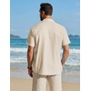 image:imageCOOFANDY Mens Button Down Shirt Short Sleeve Cotton Casual Summer Shirts Beach Vacation Linen Shirts for MenBeige