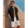 image:imageCOOFANDY Mens Button Down Shirt Short Sleeve Cotton Casual Summer Shirts Beach Vacation Linen Shirts for MenBlack