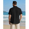 image:imageCOOFANDY Mens Button Down Shirt Short Sleeve Cotton Casual Summer Shirts Beach Vacation Linen Shirts for MenBlack