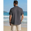 image:imageCOOFANDY Mens Button Down Shirt Short Sleeve Cotton Casual Summer Shirts Beach Vacation Linen Shirts for MenDark Gray