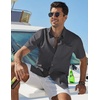 image:imageCOOFANDY Mens Button Down Shirt Short Sleeve Cotton Casual Summer Shirts Beach Vacation Linen Shirts for MenDark Gray