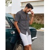 image:imageCOOFANDY Mens Button Down Shirt Short Sleeve Cotton Casual Summer Shirts Beach Vacation Linen Shirts for MenDark Gray