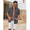 image:imageCOOFANDY Mens Button Down Shirt Short Sleeve Cotton Casual Summer Shirts Beach Vacation Linen Shirts for MenDark Gray