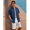 image:imageCOOFANDY Mens Button Down Shirt Short Sleeve Cotton Casual Summer Shirts Beach Vacation Linen Shirts for MenDenim Blue