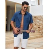 image:imageCOOFANDY Mens Button Down Shirt Short Sleeve Cotton Casual Summer Shirts Beach Vacation Linen Shirts for MenDenim Blue