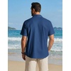 image:imageCOOFANDY Mens Button Down Shirt Short Sleeve Cotton Casual Summer Shirts Beach Vacation Linen Shirts for MenDenim Blue