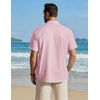 image:imageCOOFANDY Mens Button Down Shirt Short Sleeve Cotton Casual Summer Shirts Beach Vacation Linen Shirts for MenIcy Pink