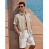 image:imageCOOFANDY Mens Button Down Shirt Short Sleeve Cotton Casual Summer Shirts Beach Vacation Linen Shirts for MenKhaki