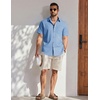 image:imageCOOFANDY Mens Button Down Shirt Short Sleeve Cotton Casual Summer Shirts Beach Vacation Linen Shirts for MenLight Blue