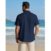 image:imageCOOFANDY Mens Button Down Shirt Short Sleeve Cotton Casual Summer Shirts Beach Vacation Linen Shirts for MenNavy Blue