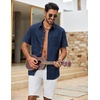 image:imageCOOFANDY Mens Button Down Shirt Short Sleeve Cotton Casual Summer Shirts Beach Vacation Linen Shirts for MenNavy Blue