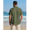 image:imageCOOFANDY Mens Button Down Shirt Short Sleeve Cotton Casual Summer Shirts Beach Vacation Linen Shirts for MenOlive Green