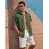 image:imageCOOFANDY Mens Button Down Shirt Short Sleeve Cotton Casual Summer Shirts Beach Vacation Linen Shirts for MenOlive Green