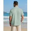 image:imageCOOFANDY Mens Button Down Shirt Short Sleeve Cotton Casual Summer Shirts Beach Vacation Linen Shirts for MenSage Green