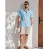 image:imageCOOFANDY Mens Button Down Shirt Short Sleeve Cotton Casual Summer Shirts Beach Vacation Linen Shirts for MenSky Blue