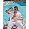 image:imageCOOFANDY Mens Button Down Shirt Short Sleeve Cotton Casual Summer Shirts Beach Vacation Linen Shirts for MenWhite