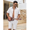 image:imageCOOFANDY Mens Button Down Shirt Short Sleeve Cotton Casual Summer Shirts Beach Vacation Linen Shirts for MenWhite
