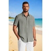 image:imageCOOFANDY Mens Button Down Shirts Short Sleeve Casual Shirt Summer Beach Textured ShirtsArmy Green