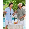 image:imageCOOFANDY Mens Button Down Shirts Short Sleeve Casual Shirt Summer Beach Textured ShirtsArmy Green