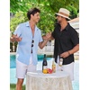 image:imageCOOFANDY Mens Button Down Shirts Short Sleeve Casual Shirt Summer Beach Textured ShirtsBlack