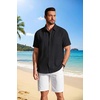 image:imageCOOFANDY Mens Button Down Shirts Short Sleeve Casual Shirt Summer Beach Textured ShirtsBlack