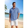image:imageCOOFANDY Mens Button Down Shirts Short Sleeve Casual Shirt Summer Beach Textured ShirtsBright Blue