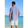 image:imageCOOFANDY Mens Button Down Shirts Short Sleeve Casual Shirt Summer Beach Textured ShirtsDark Blue