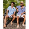 image:imageCOOFANDY Mens Button Down Shirts Short Sleeve Casual Shirt Summer Beach Textured ShirtsDark Blue