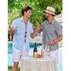 image:imageCOOFANDY Mens Button Down Shirts Short Sleeve Casual Shirt Summer Beach Textured ShirtsDark Grey