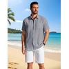 image:imageCOOFANDY Mens Button Down Shirts Short Sleeve Casual Shirt Summer Beach Textured ShirtsDark Grey