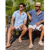 image:imageCOOFANDY Mens Button Down Shirts Short Sleeve Casual Shirt Summer Beach Textured ShirtsDenim Blue