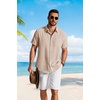 image:imageCOOFANDY Mens Button Down Shirts Short Sleeve Casual Shirt Summer Beach Textured ShirtsKhaki