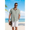 image:imageCOOFANDY Mens Button Down Shirts Short Sleeve Casual Shirt Summer Beach Textured ShirtsLight Green