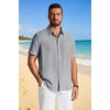 image:imageCOOFANDY Mens Button Down Shirts Short Sleeve Casual Shirt Summer Beach Textured ShirtsLight Grey
