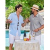 image:imageCOOFANDY Mens Button Down Shirts Short Sleeve Casual Shirt Summer Beach Textured ShirtsLight Grey