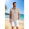 image:imageCOOFANDY Mens Button Down Shirts Short Sleeve Casual Shirt Summer Beach Textured ShirtsLight Khaki