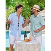 image:imageCOOFANDY Mens Button Down Shirts Short Sleeve Casual Shirt Summer Beach Textured ShirtsMint Green